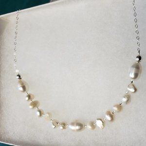 NWT  Sterling Silver Cultured Freshwater Pearl Necklace